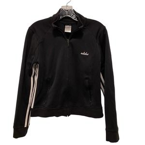 Adidas Women's Active Wear Jacket Black Zip Up Collared Zip Pocket Size Large